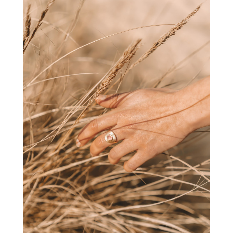 Vergoldeter Ring Trend Edelstein Rosenquarz