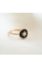 Bague fine médaillon soleil noir plaqué or