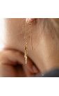 Orecchini pendenti placcati oro con nappe regolabili in lunghezza
