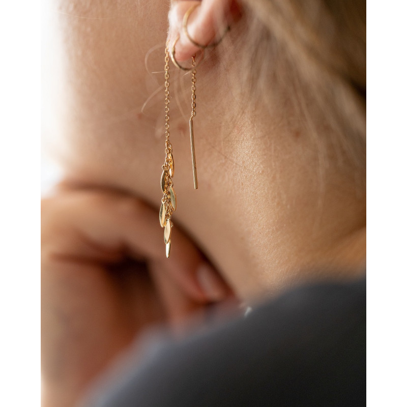 Orecchini pendenti placcati oro, nappe