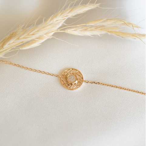 Pulsera chapada en oro con hojas de laurel