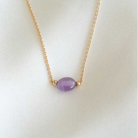 Collar chapado en oro con auténtica amatista