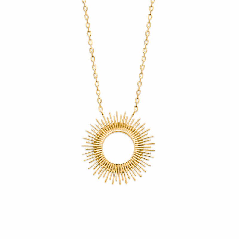 Collana trendy con sole placcato oro