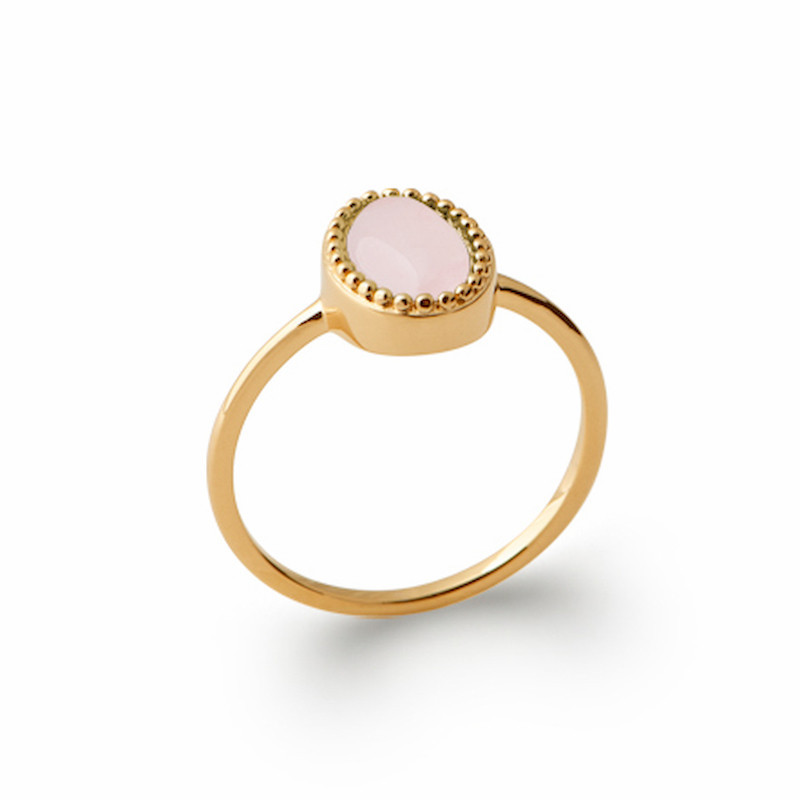 Anillo de plata con gema de cuarzo rosa