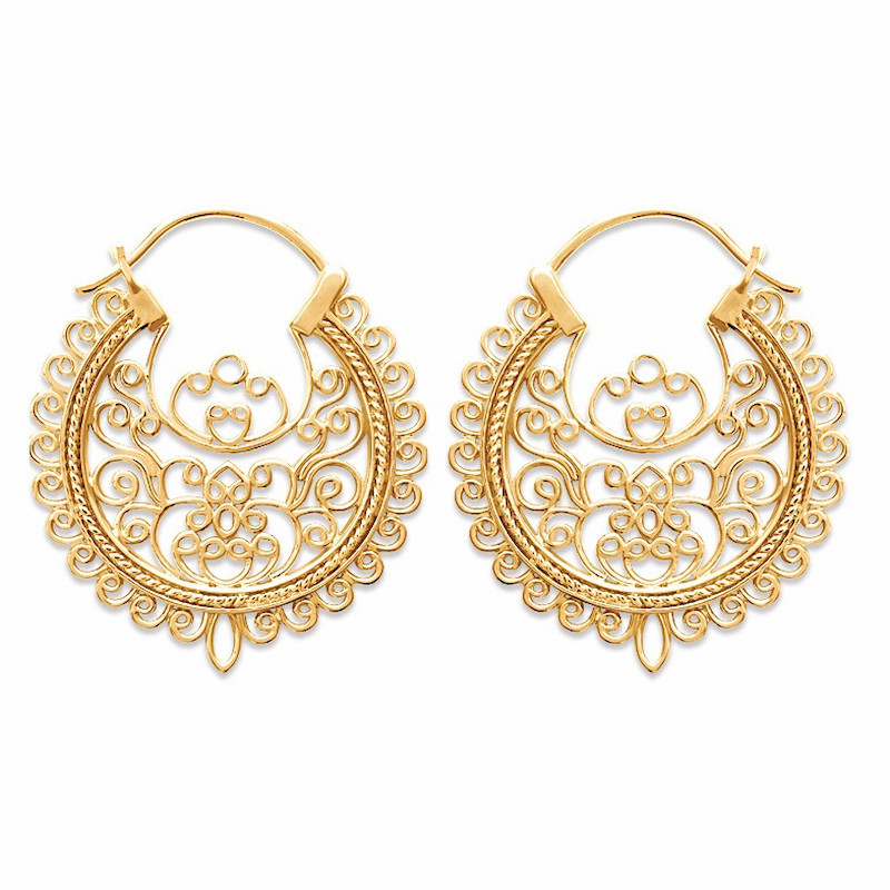 Gold-plated oriental earrings
