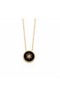 Thin black gold-plated sun necklace