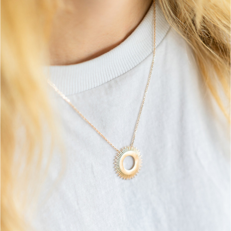 Collier soleil fin plaqué or createur