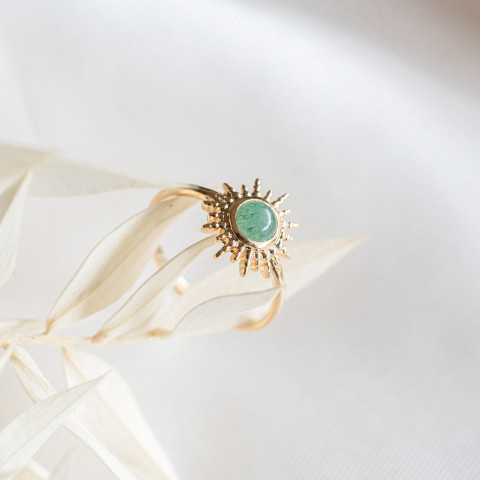 Anillo Sol de aventurina, chapado en oro