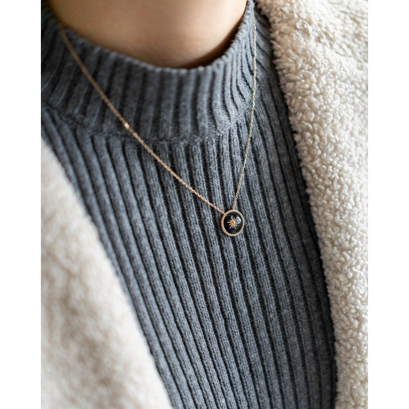 Gold-plated sunburst necklace
