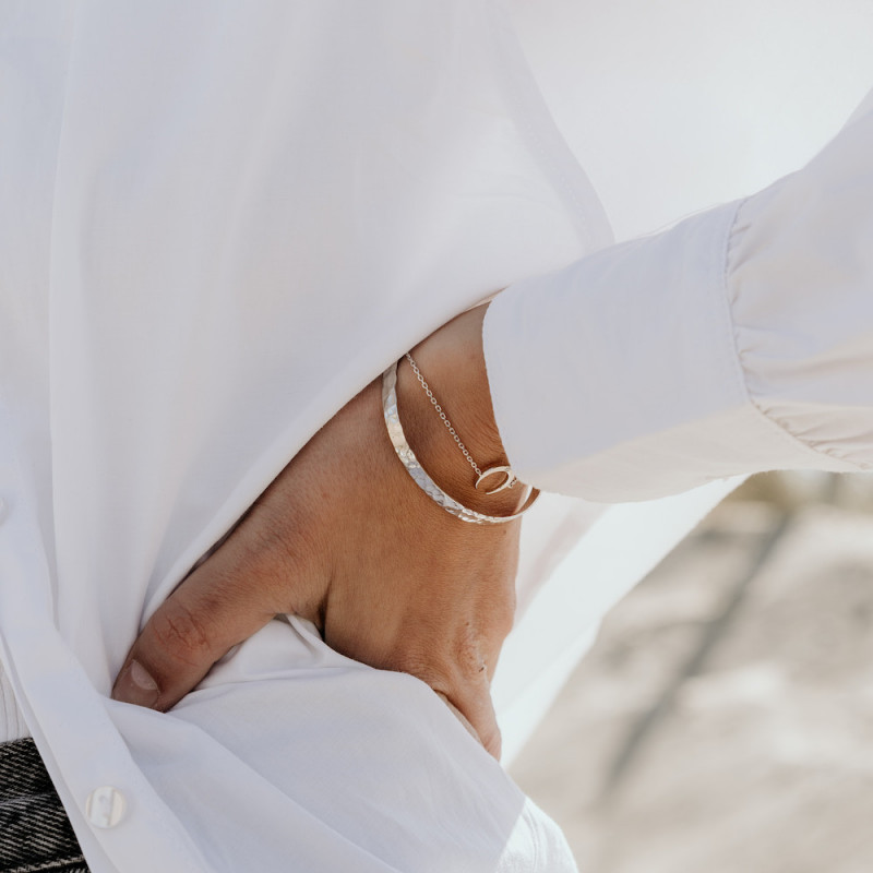 Bracelet fin tendance argent corne oxyde de zirconium