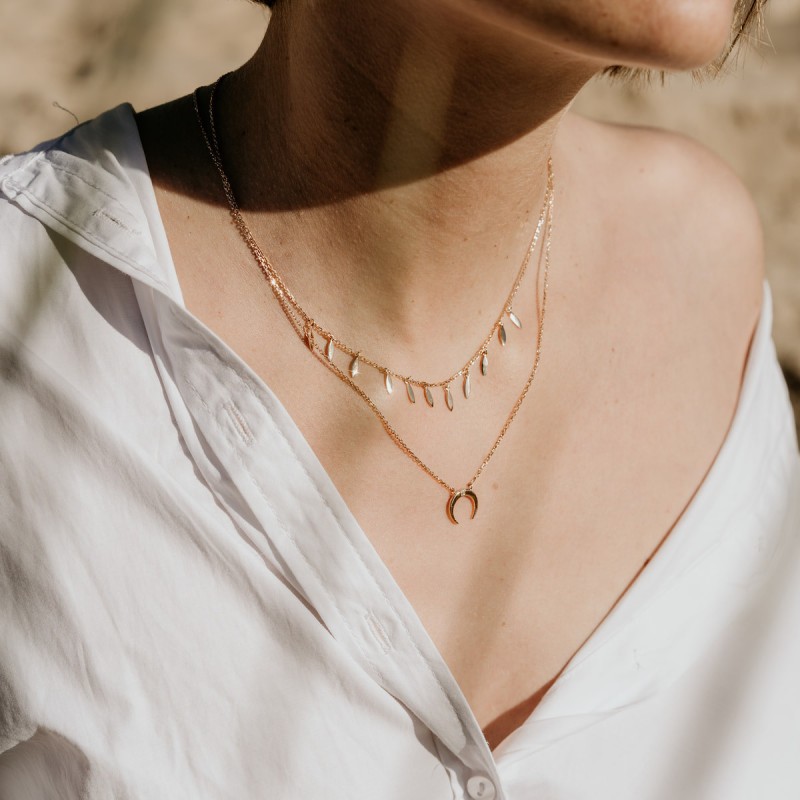 Necklace designer accumulation gold plated