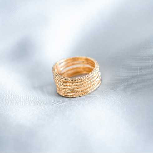 Anillo de moda de 6 filas chapado en oro
