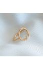 Anello circolare placcato oro con gemma solitaria