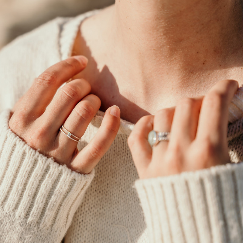 French designer silver rings set