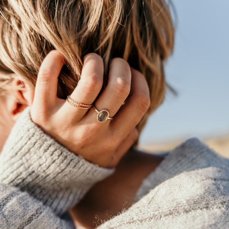 Accumulation vergoldete Designer Ringe, Labradorit Edelstein Ring