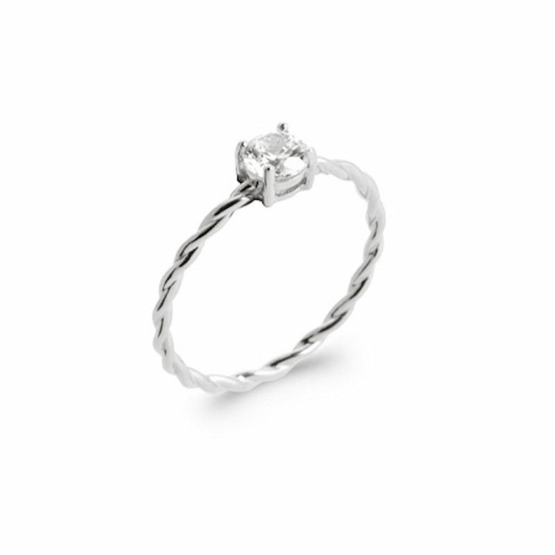 anello fine contorto argento