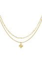 Collier Trefle Double rang acier doré