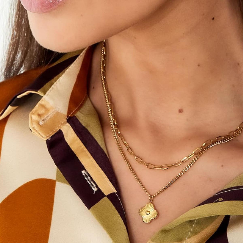 Collier Double rang trefle