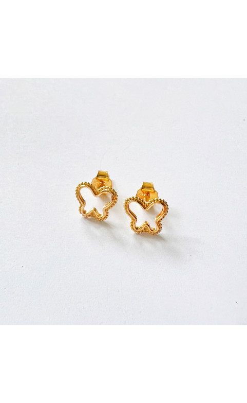 Boucles D'oreilles Puces Papillon En Zirconium Rose Plaqué Or 18 Carats - Fermoir Clous - Neuf Avec étiquettes