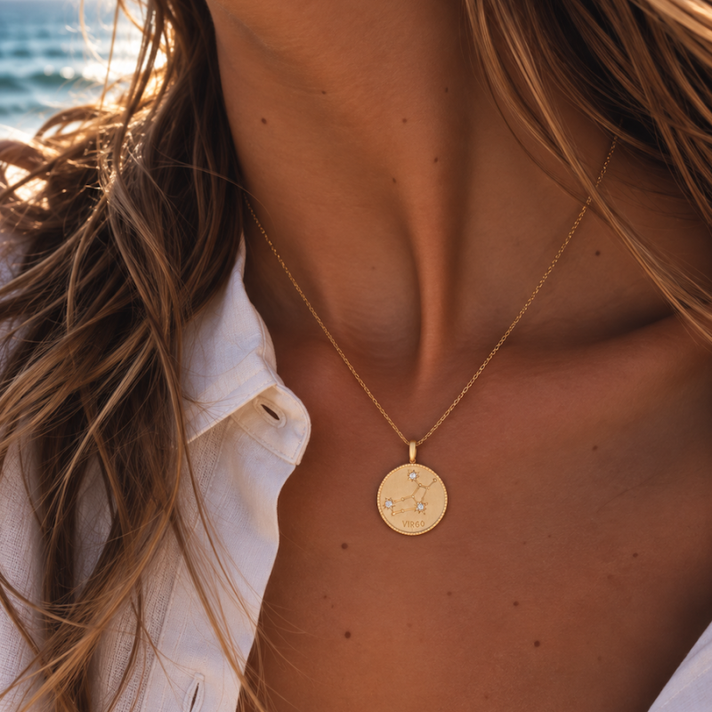 Collier Signe Astro Vierge plaqué or zodiaque constellation