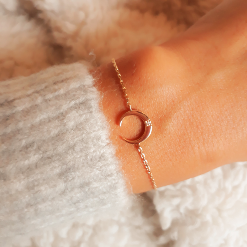 Bracelet plaqué or lune