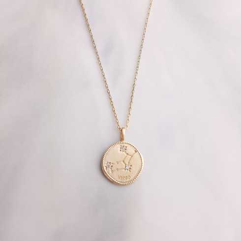 Virgo Collar de signo astrológico, chapado en oro