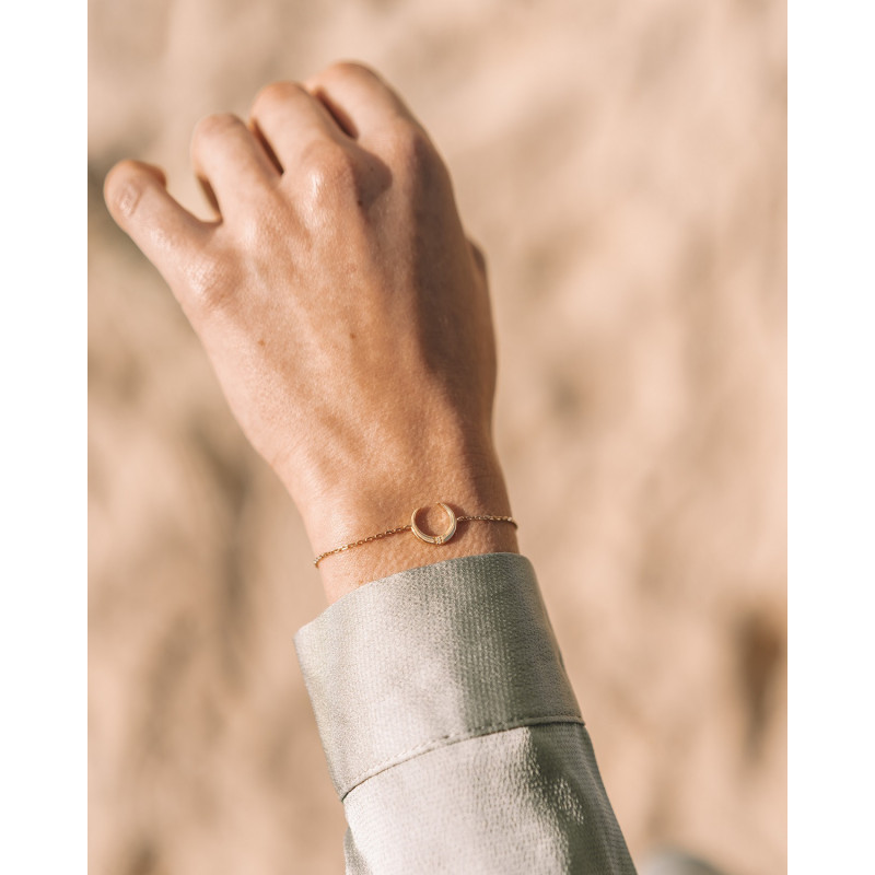 Bracelet plaqué or lune strass zirconium